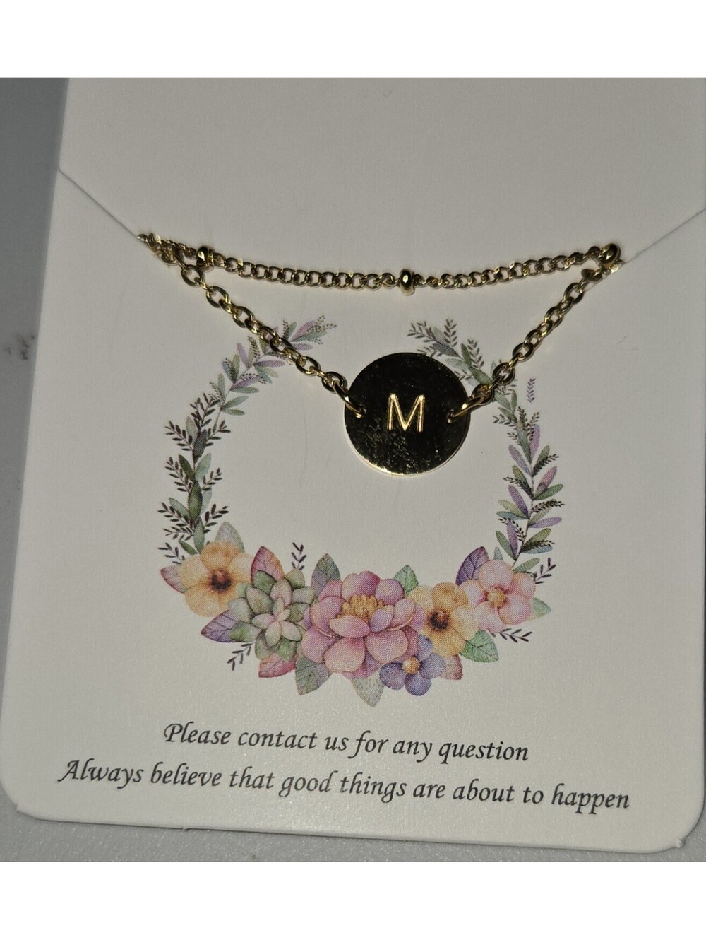 2 Piece Layered Initial Bracelets K18 Letter M